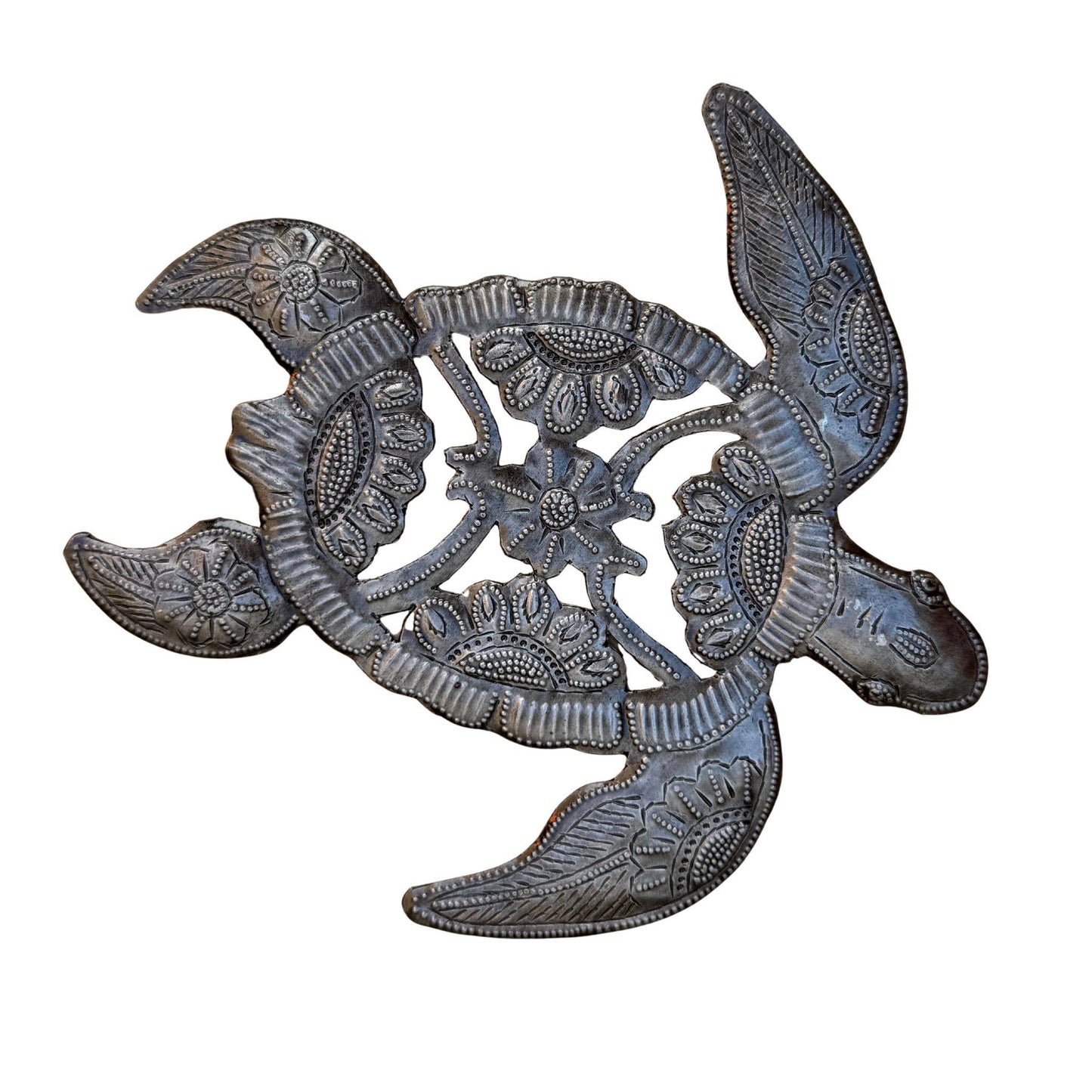 Haitian Metal Sea Turtle Wall Art 8” Recycled Steel