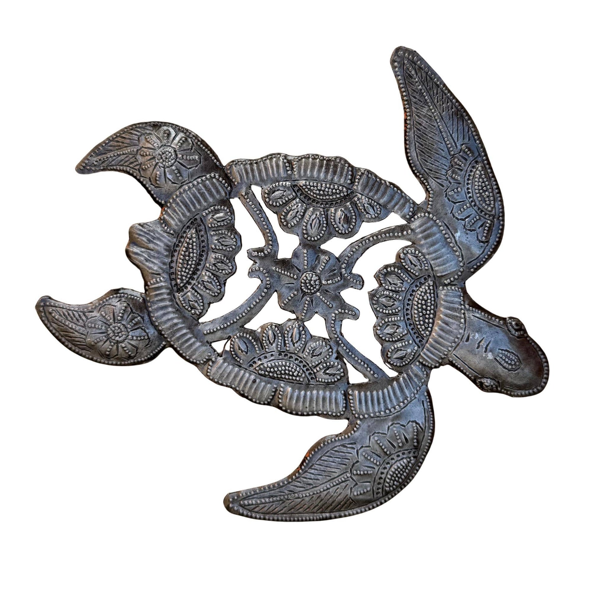 Haitian Metal Sea Turtle Wall Art 8” Recycled Steel