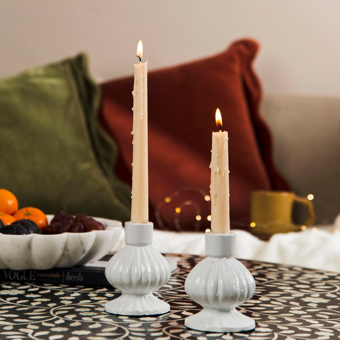 Sculpted Aluminum Candlesticks Set of 2