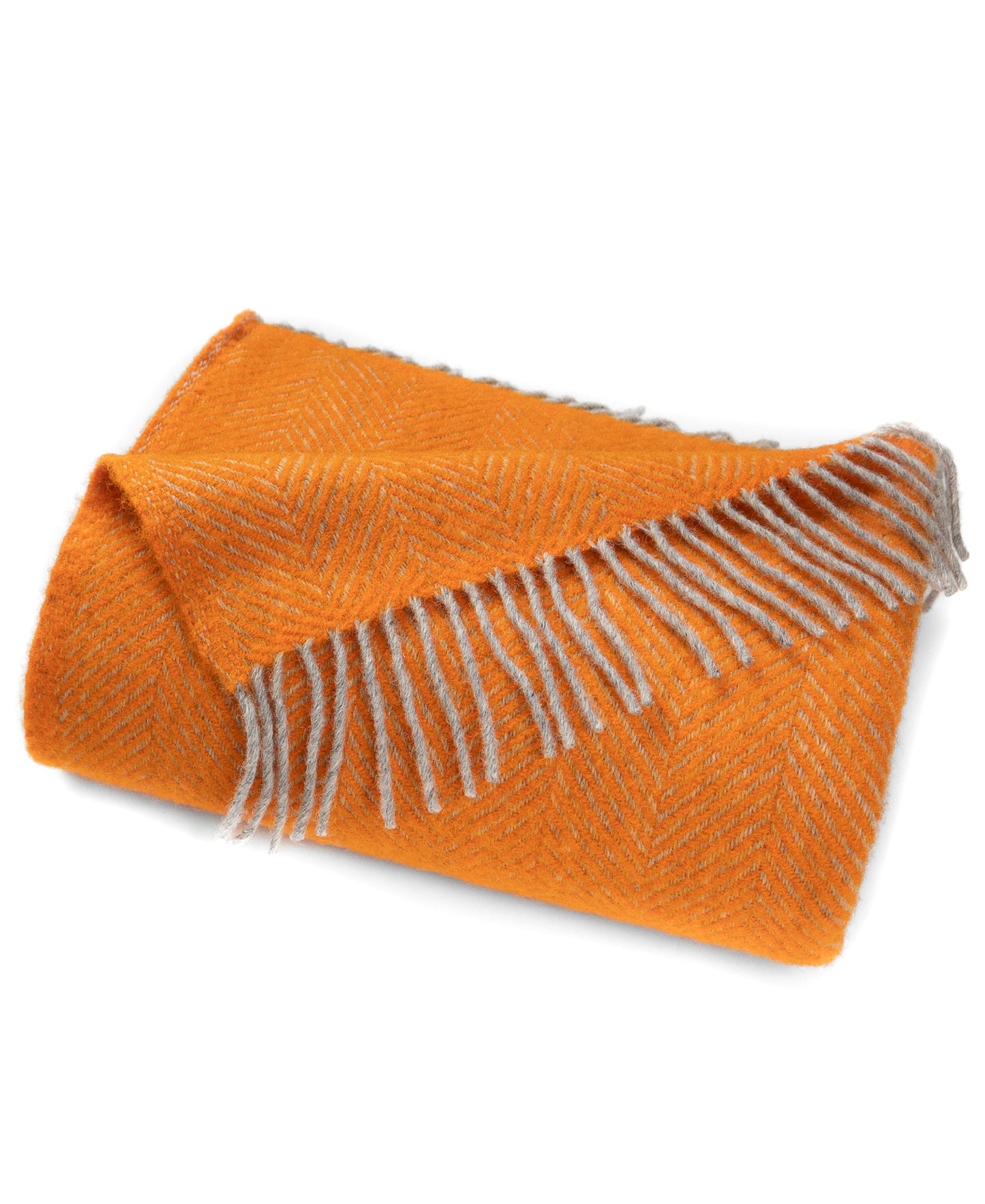 Highland Tweeds Herringbone Pure New Wool Throw - Atomic Orange