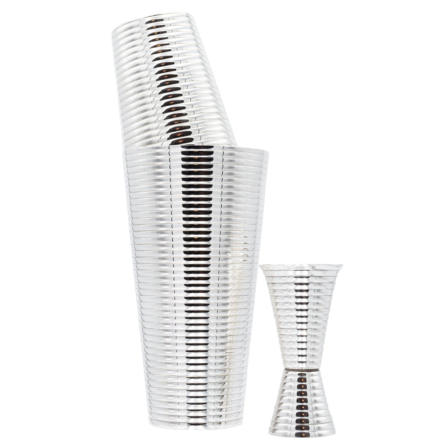 Fluted Silver 3-Piece Cocktail Shaker Set