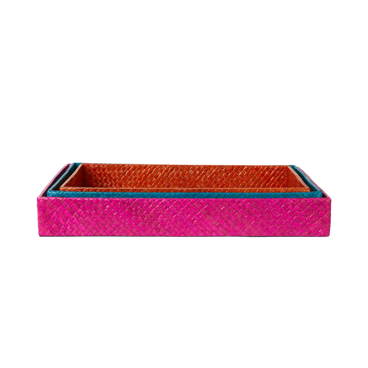 Multi Color Woven Decorative Trays - Set of 3