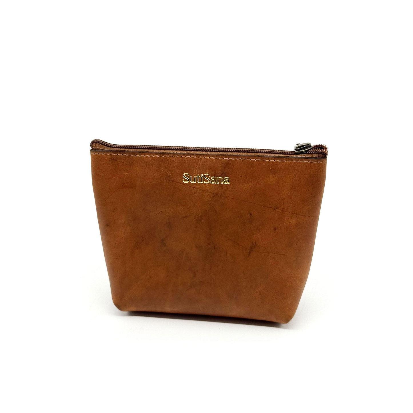 Sunrise Makeup Pouch in Cognac