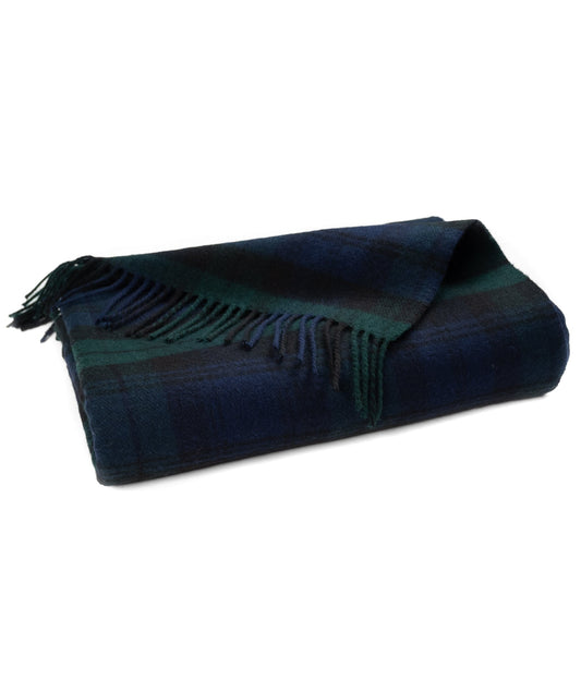 Prince of Scots Highland Tartan Tweed  Merino Wool Throw - Black Watch