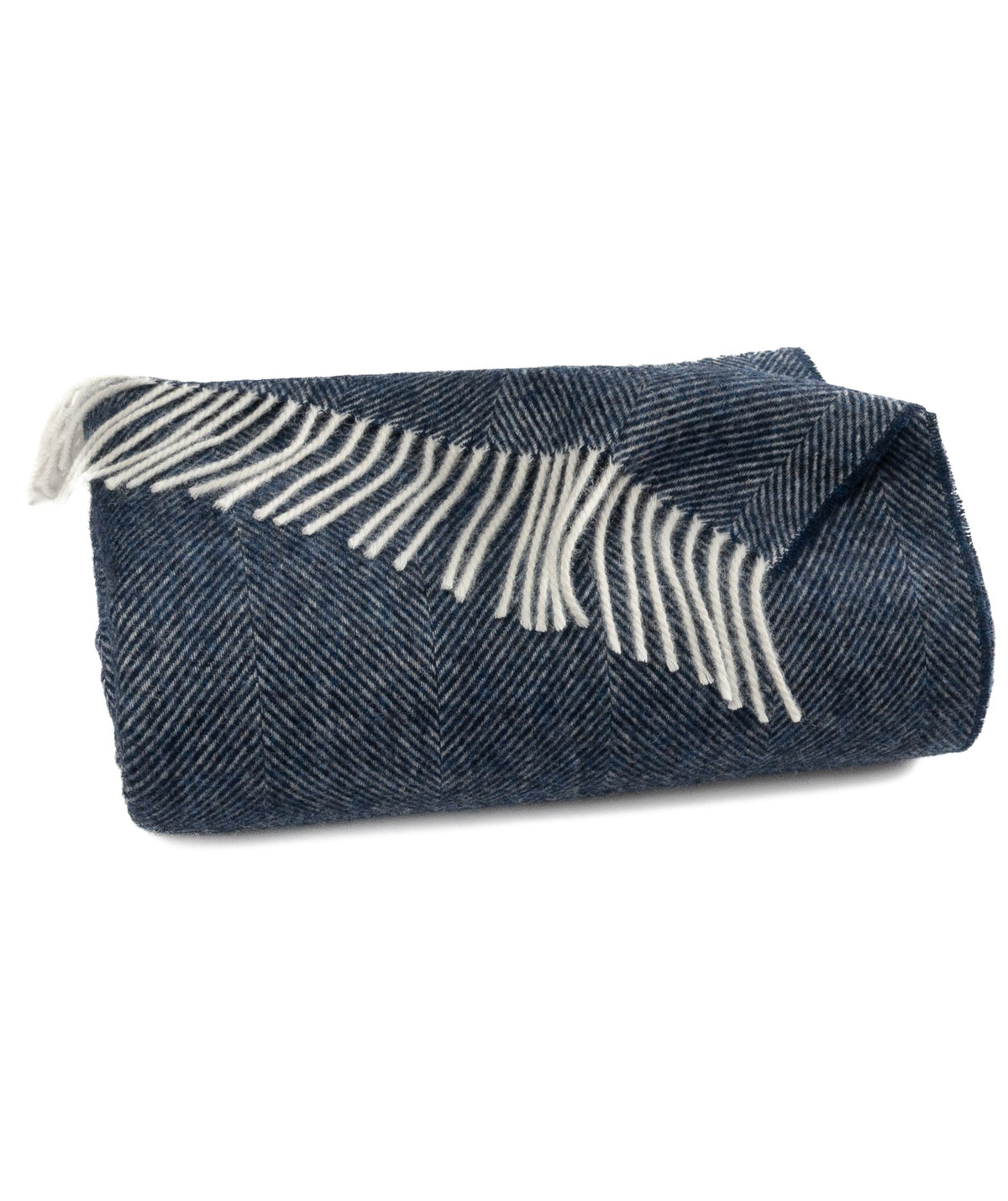 Southampton Home Shetland Lambswool Herringbone Throw – Navy