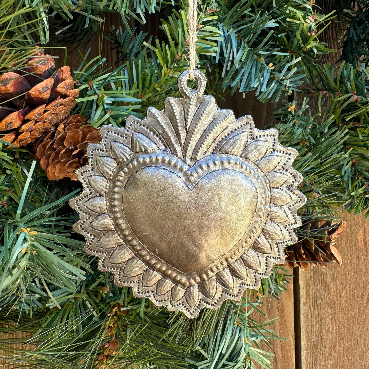 Sacred Heart, Wall Decor,Handmade Metal Haiti 4.25" x 4.5"
