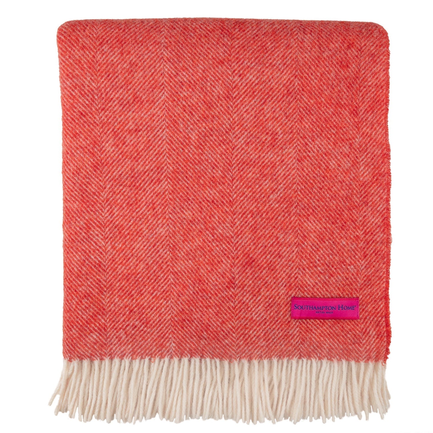 Southampton Home Shetland Lambswool Herringbone Throw – Watermelon