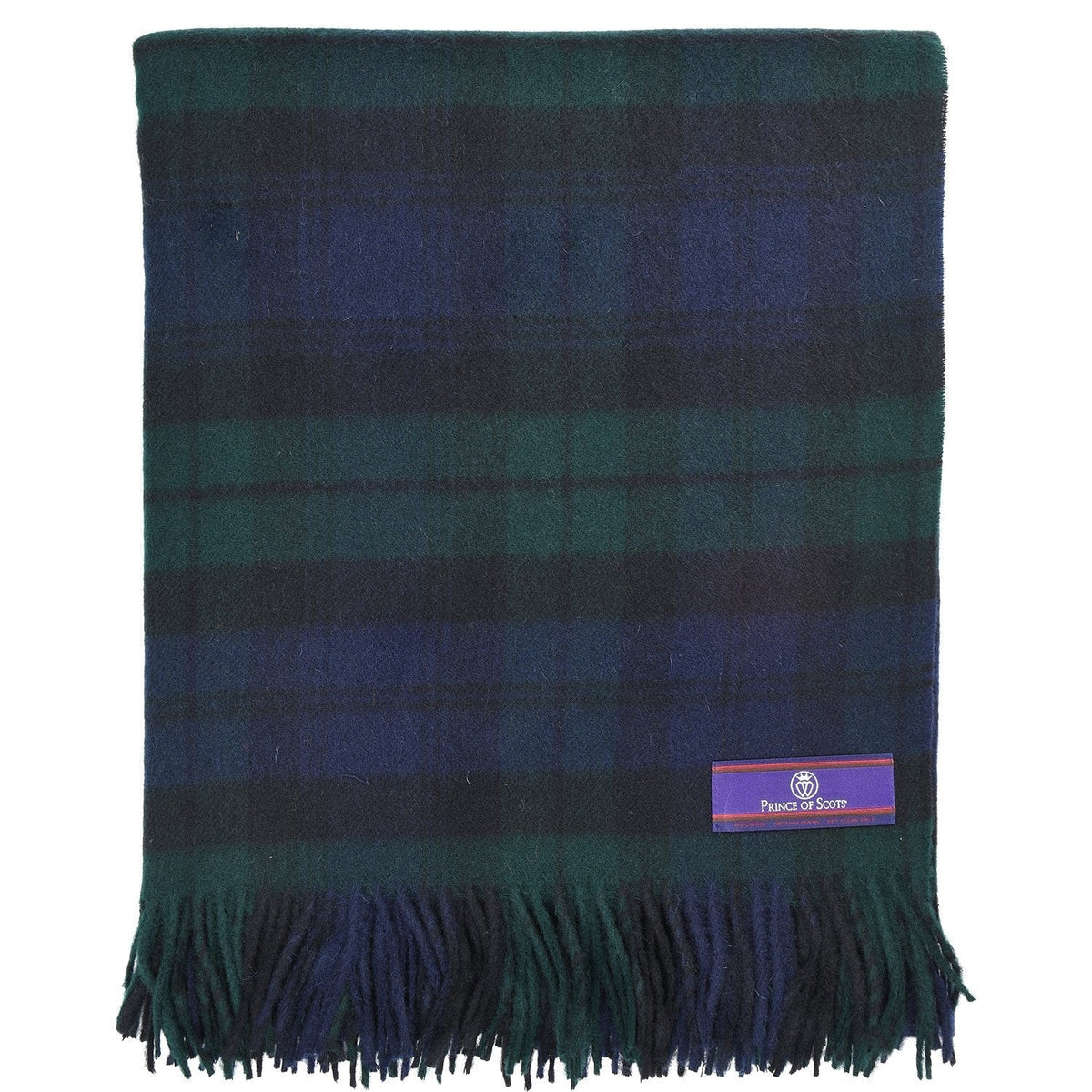 Prince of Scots Highland Tartan Tweed  Merino Wool Throw - Black Watch