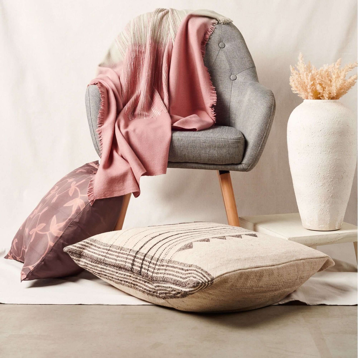 Chive Pink Green Ombre Handloom Merino Throw