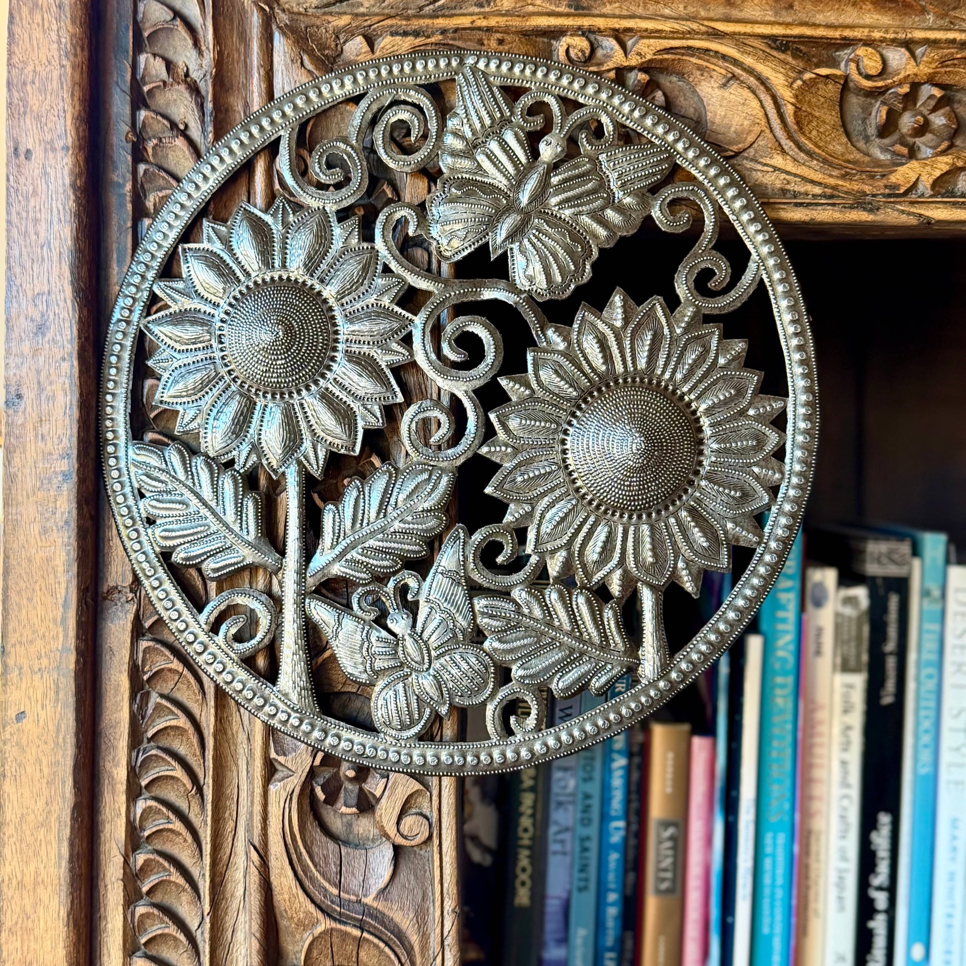 Haitian Sunflower & Butterfly Metal Wall Sculpture by Jorby
