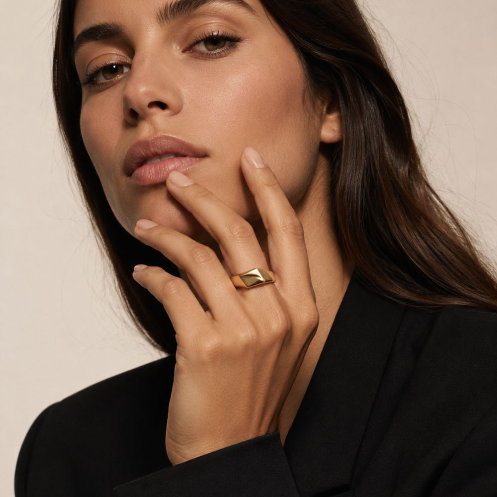 Eclipse Stainless Steel Gold Chunky Ring