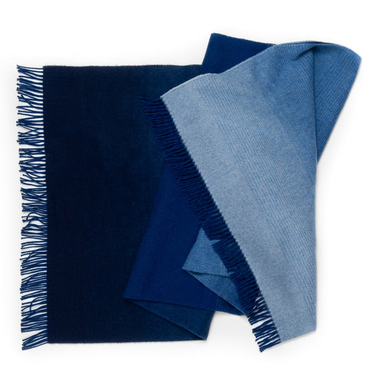 Whisper Ombre Merino Throw in Deep Water