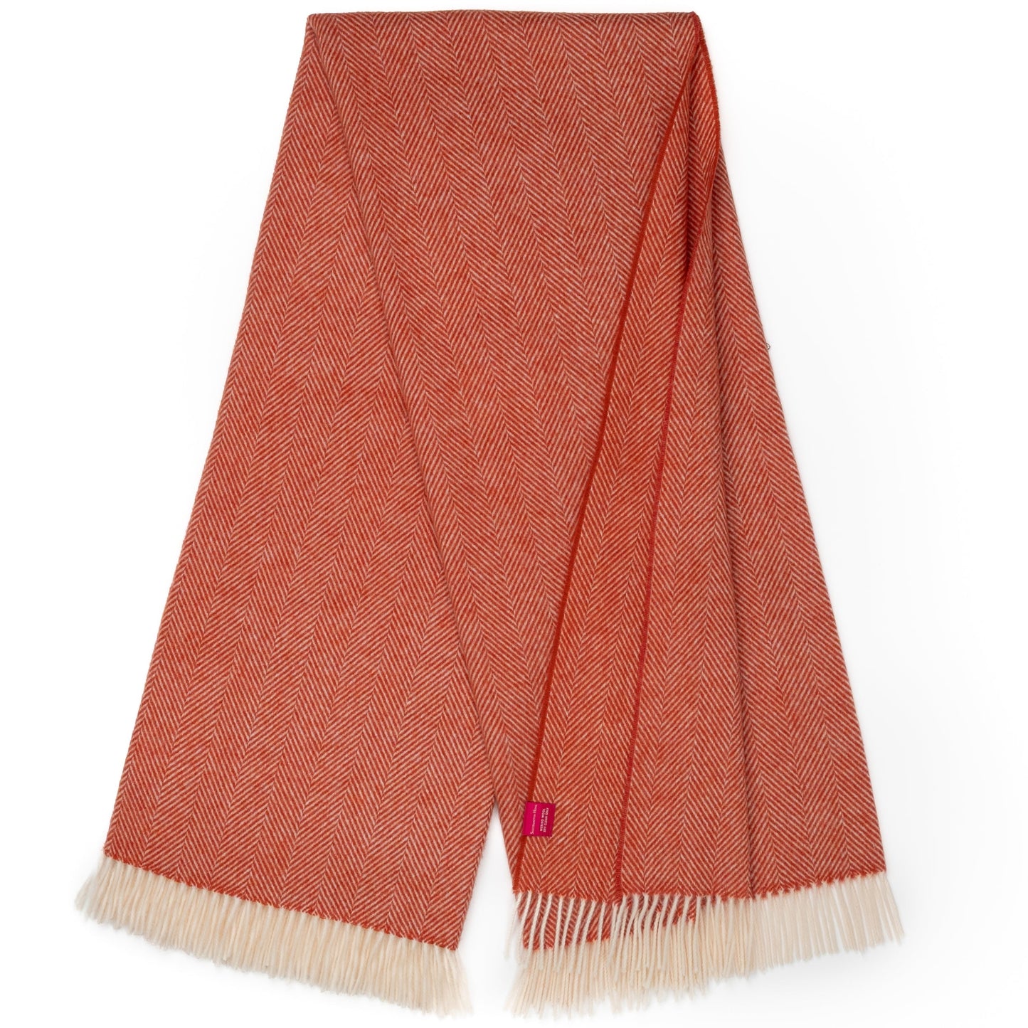 Southampton Home Merino Wool Herringbone Throw - Melon