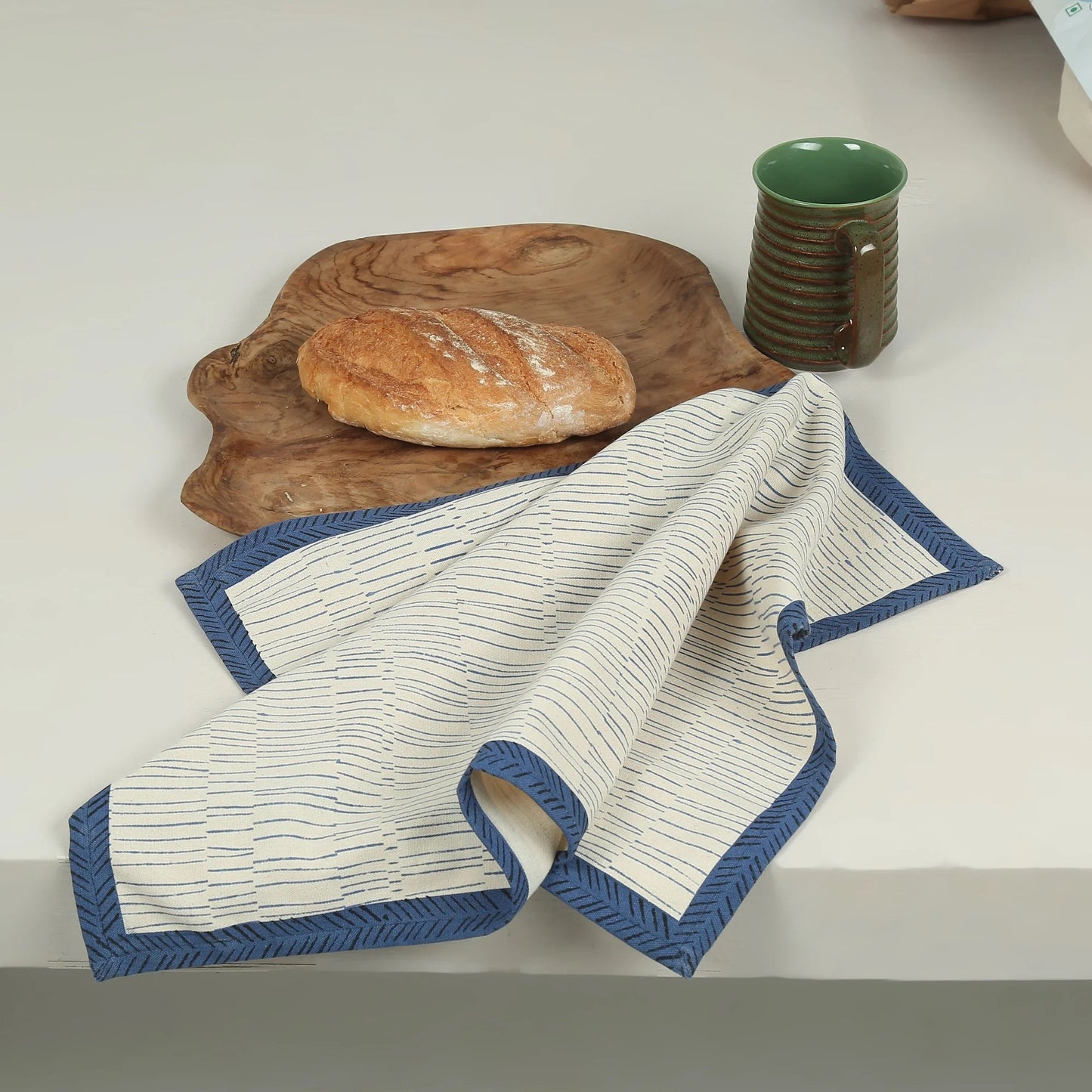 Hand Block Printed Kitchen Towels | Kora Cotton | Set of 2 | Fair Trade | TEA BREAK