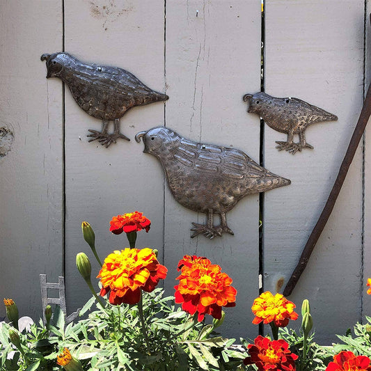 Quail, Covey, Handmade in Haiti Wall Decor Quail 10" x 7"