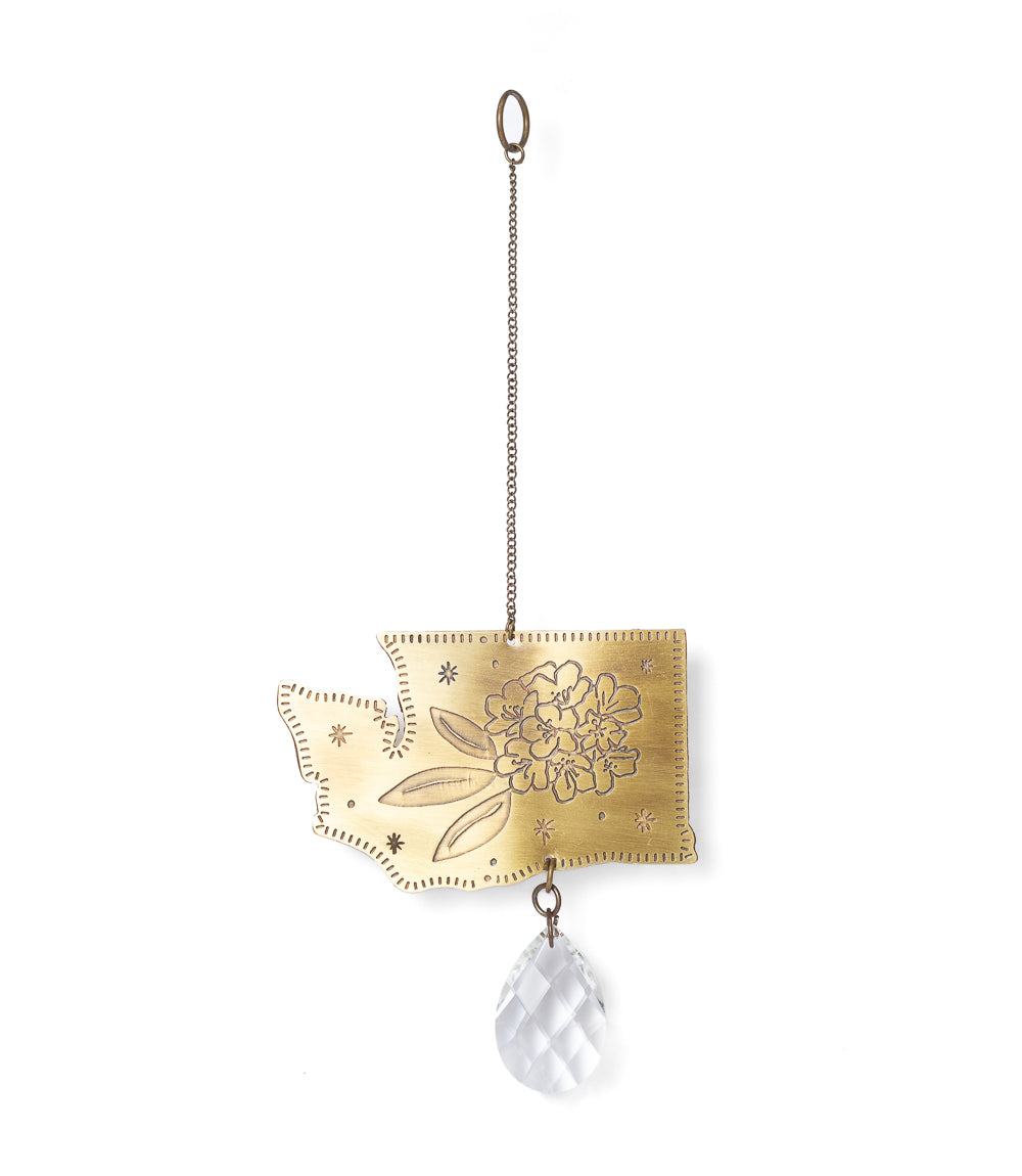 Washington State Rhododendron Engraved Suncatcher