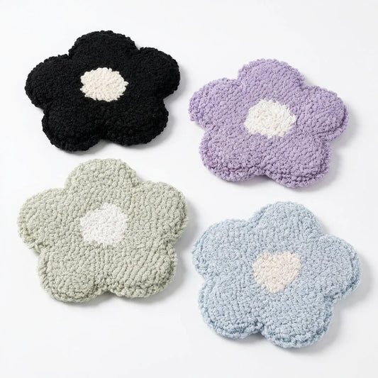 Cotton Daisy Tufted Mug Rug Coaster Set