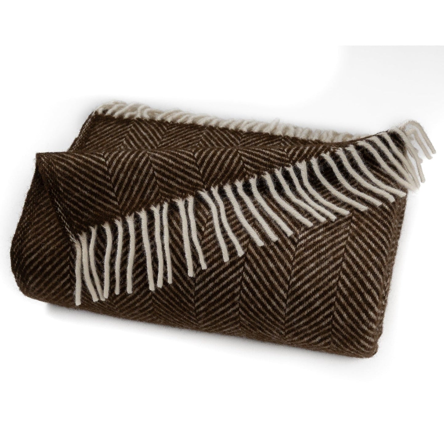 Highland Tweeds Herringbone Pure New Wool Throw - Vanilla Bean