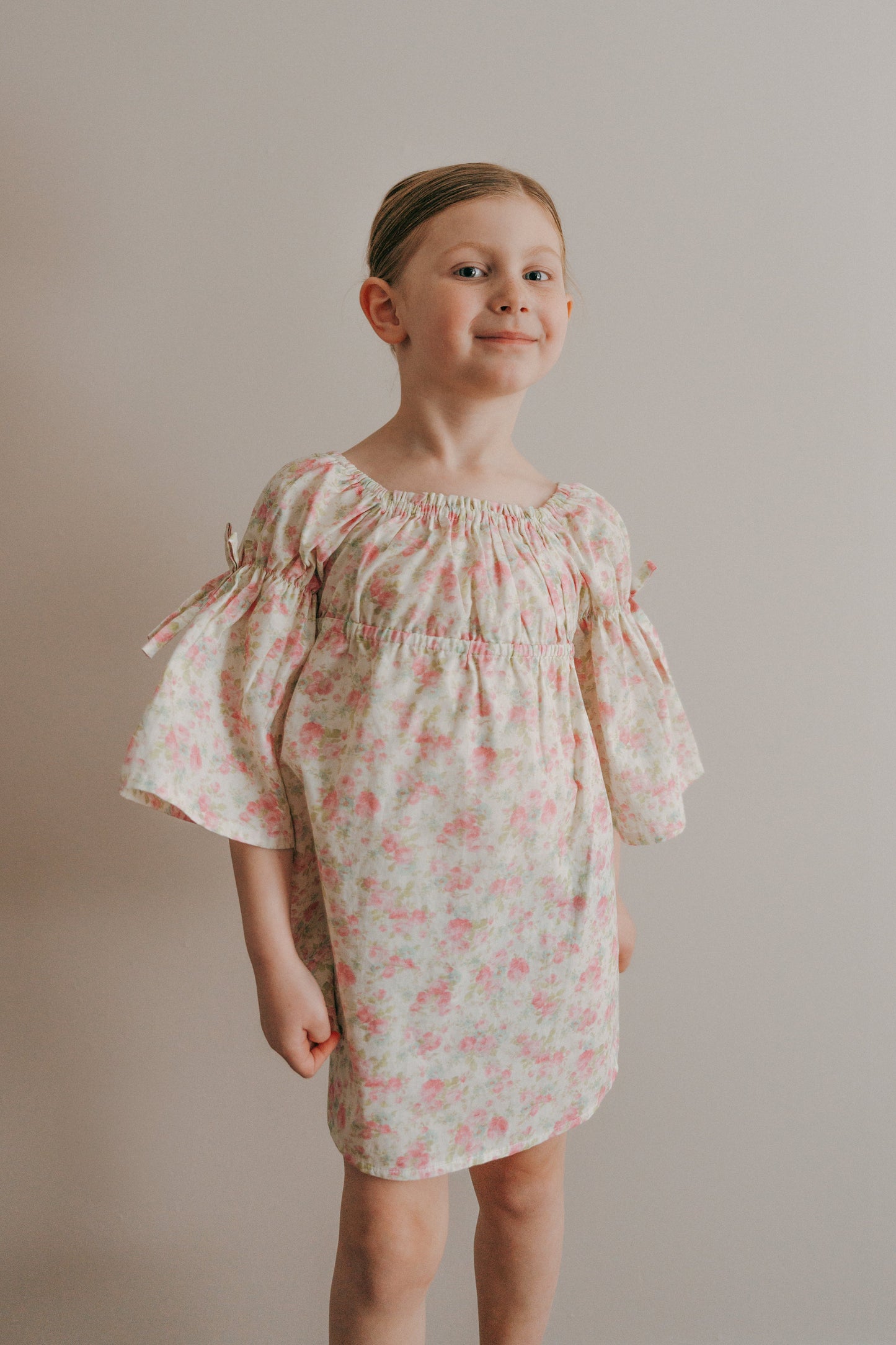 Kennedi Dress-Pink Blossom | Bell Sleeve