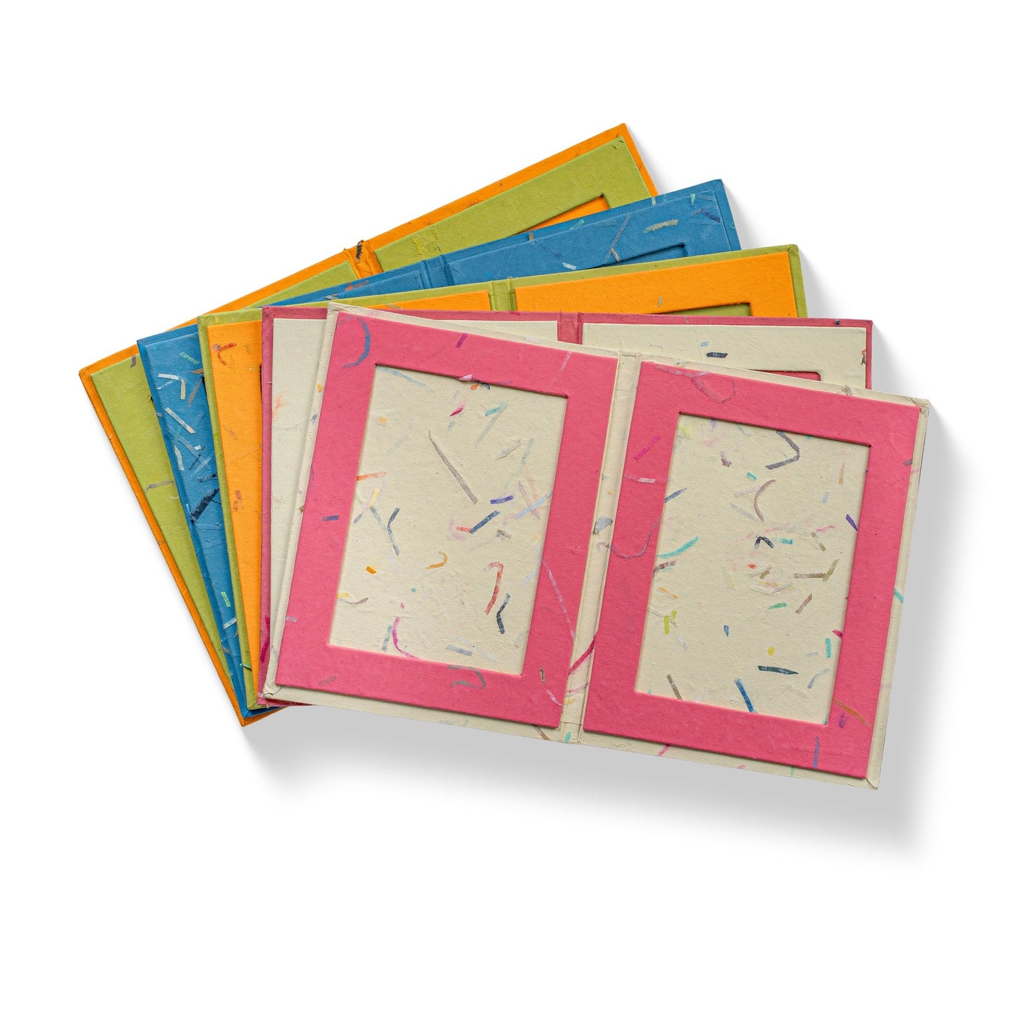 Double Photo Frames | Handmade | Upcycled Tree-Free Paper | Fair Trade | Set of 5