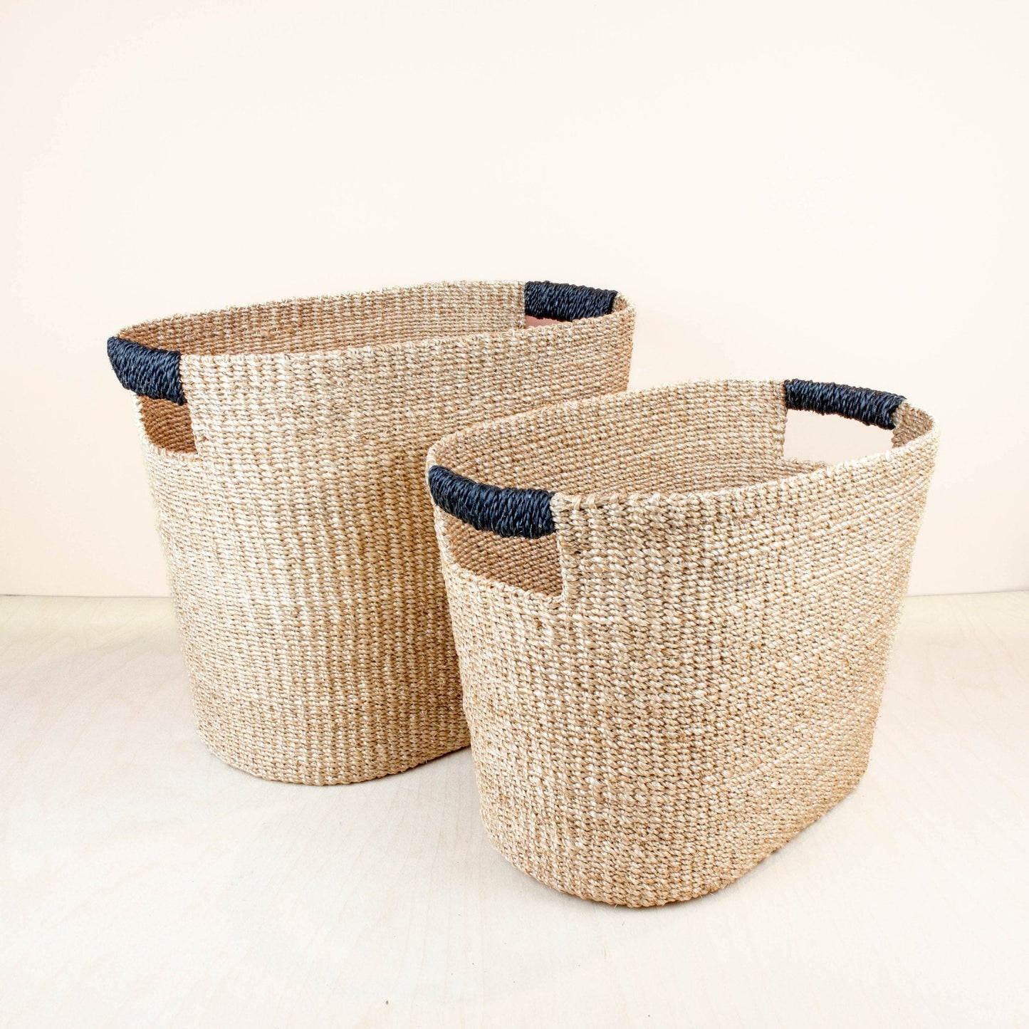 S/2 Black Oval Storage Baskets