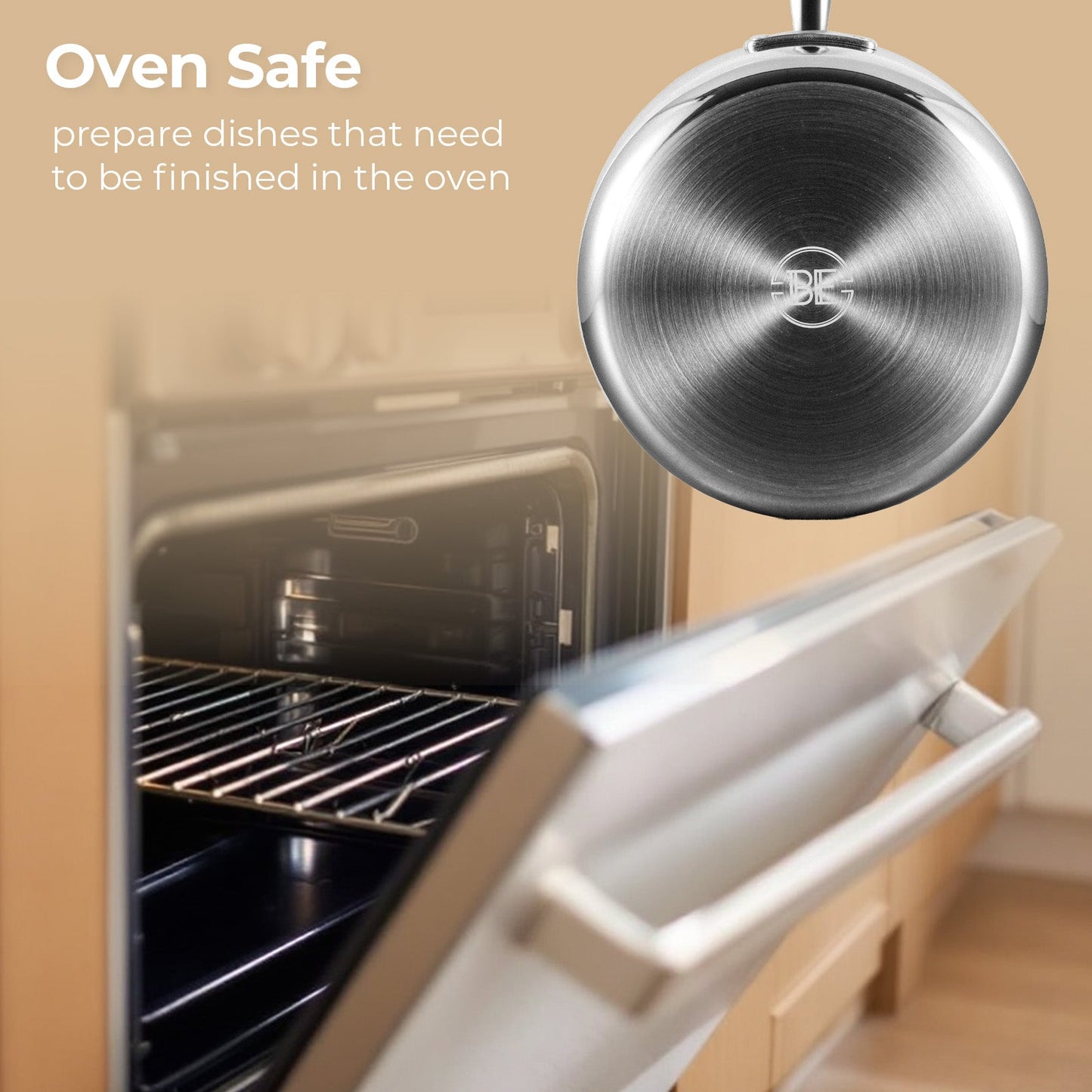 BE | LIVING - Essential Series - 3 qt / 8" / 20 cm Sauce Pan with lid - Triply Stainless Steel