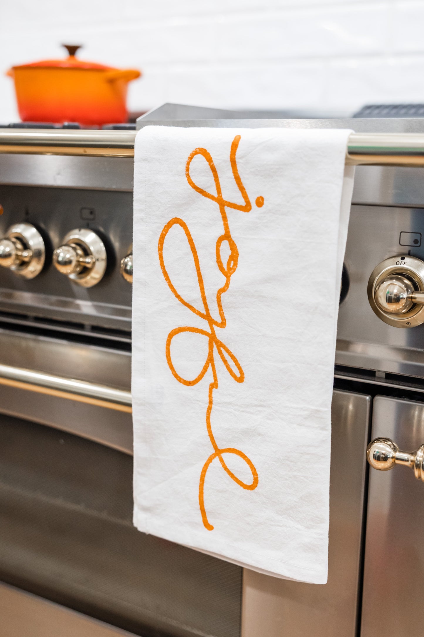 S/2 Tea Towel Set - Palmetto & Joyful, Orange