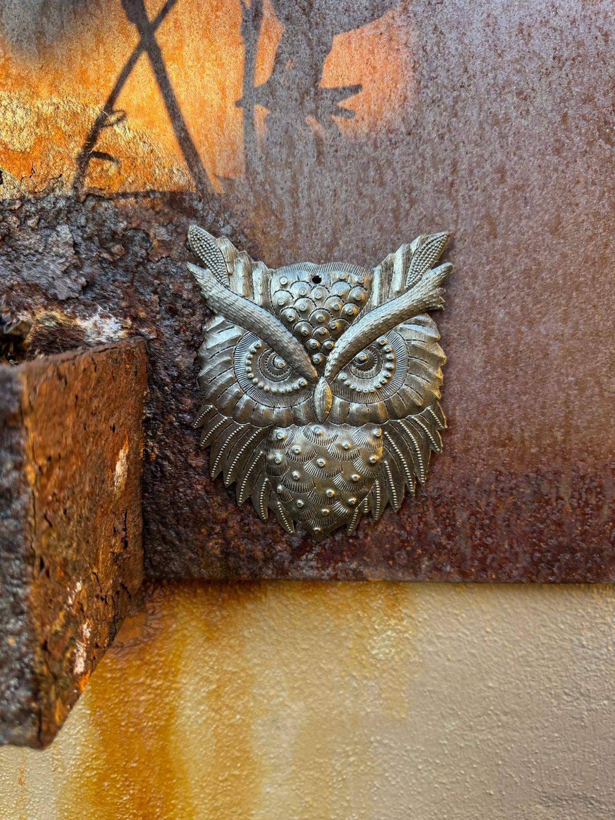 Handmade Mini Metal Owls from Haiti Fair Trade Gift 4"x5.25"