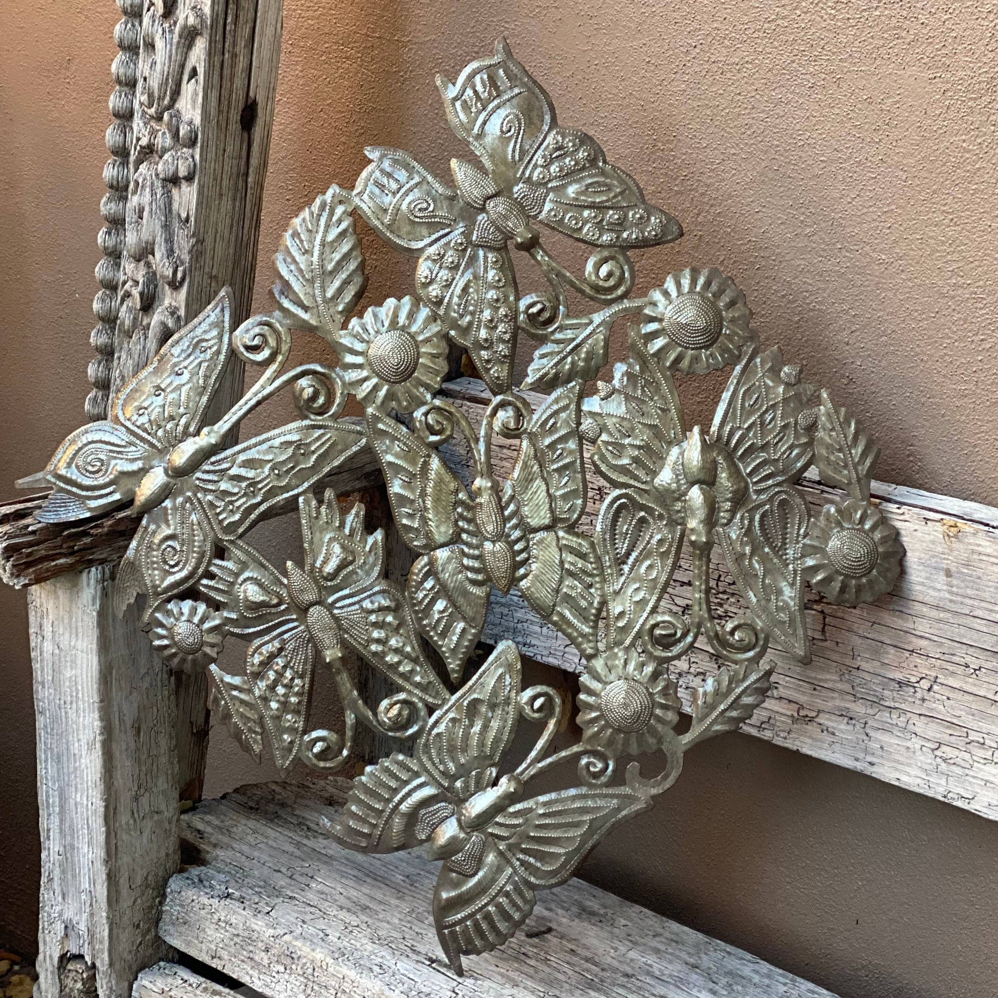Butterfly, Spring, Metal Wall Art, Haitian Art, 17.25"