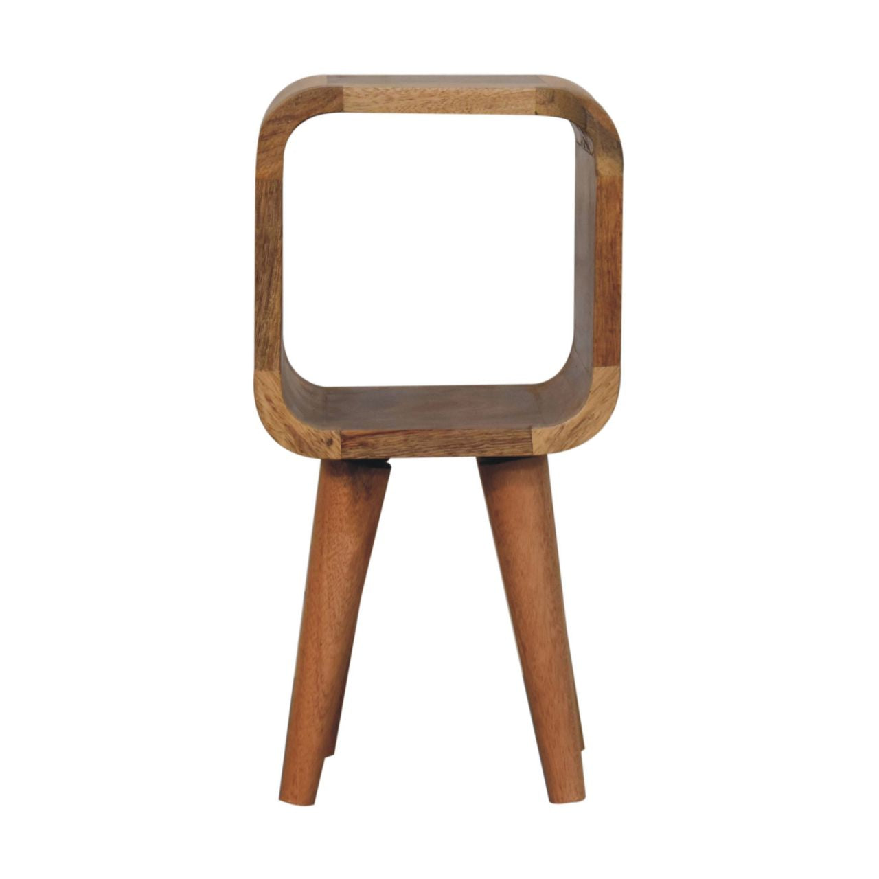 Solid Wood Extra Mini Minimalist Open Curved Oak-ish Bedside Table
