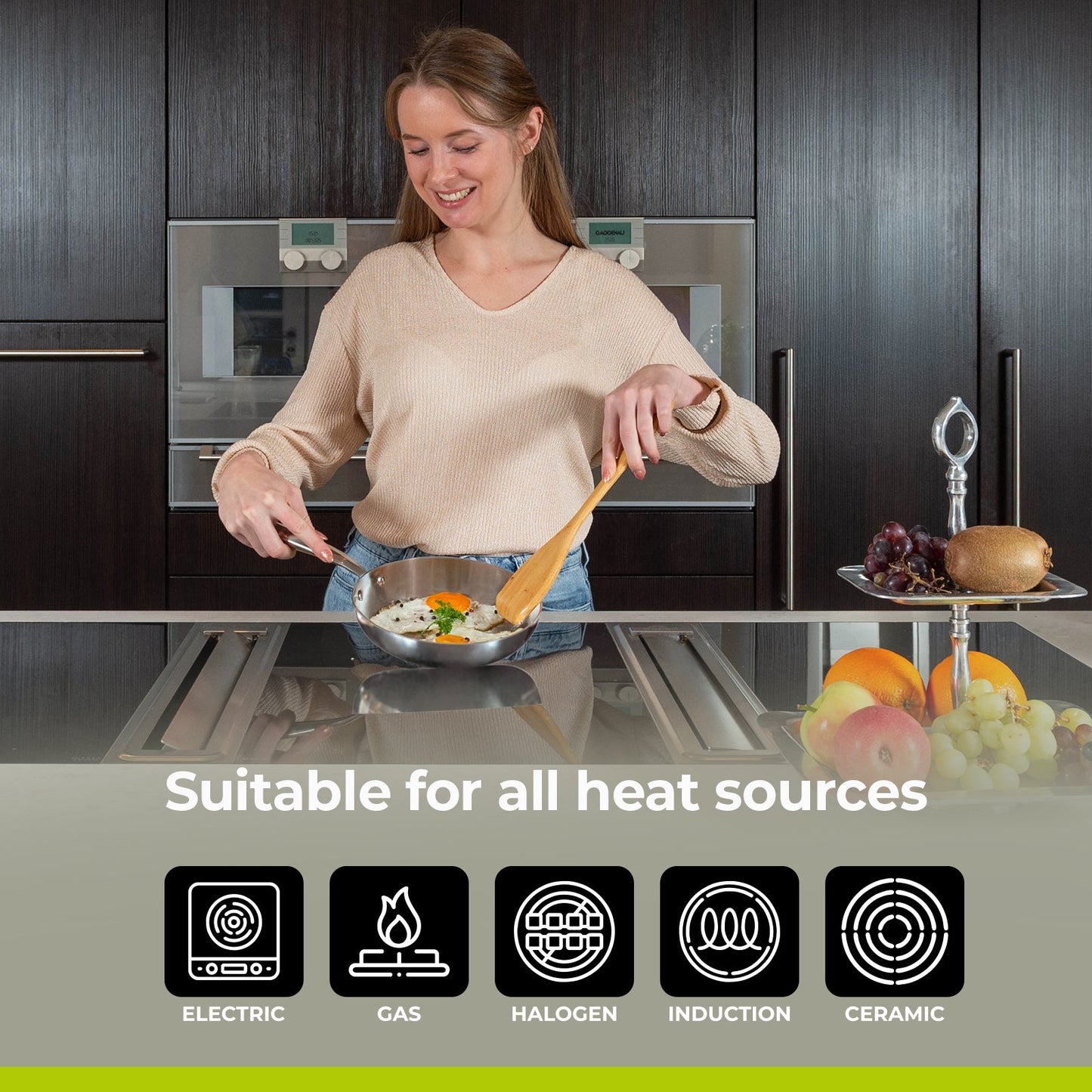 BE | LIVING - Essential Series - 8” / 20 cm Frying Pan - Triply Stainless Steel