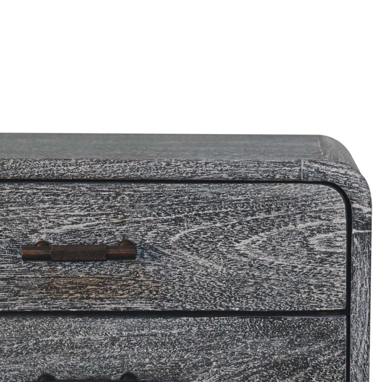 Solid Wood Sandblasted Ash Curved Bedside Table