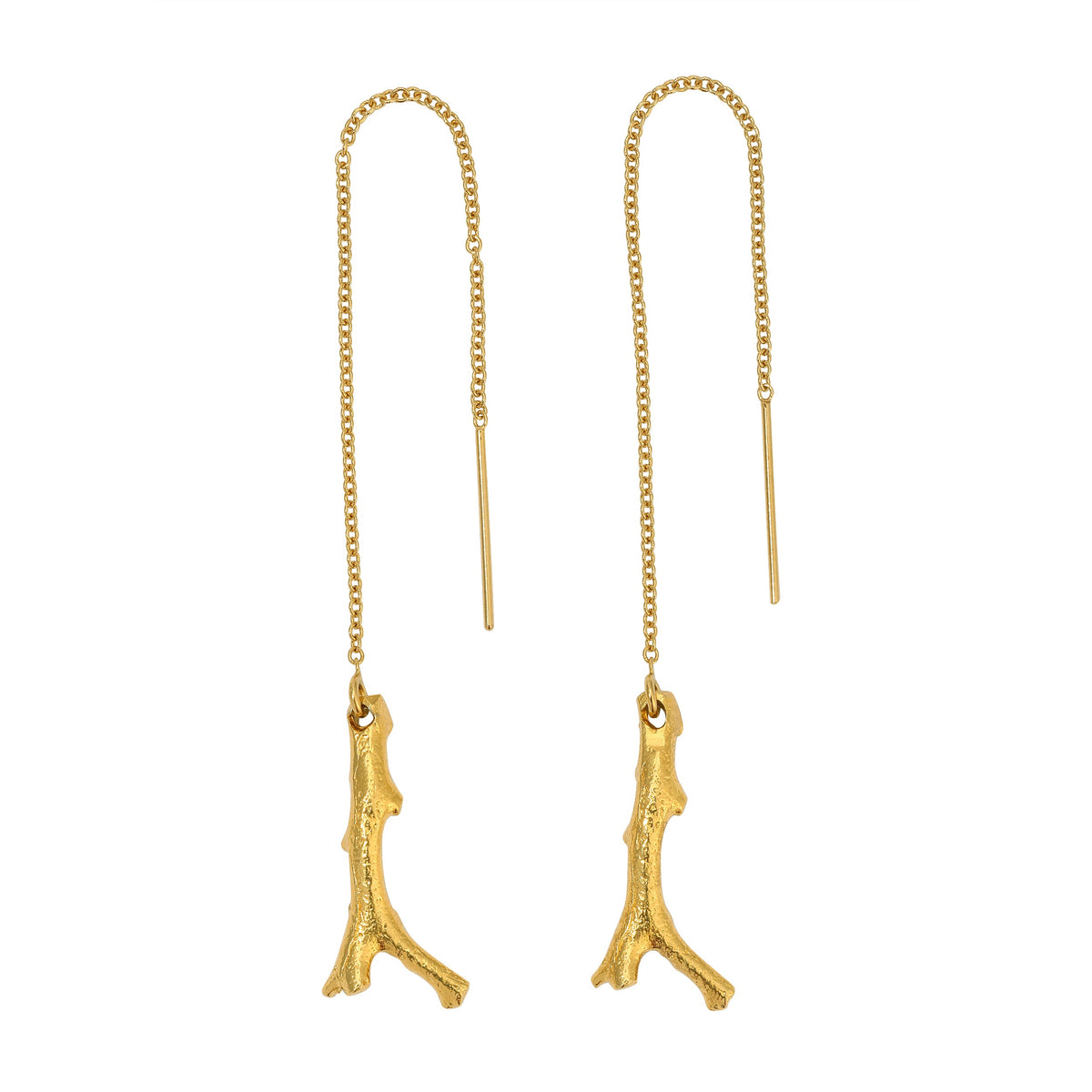 Soft Coral 18K Gold Vermeil Threader Earrings