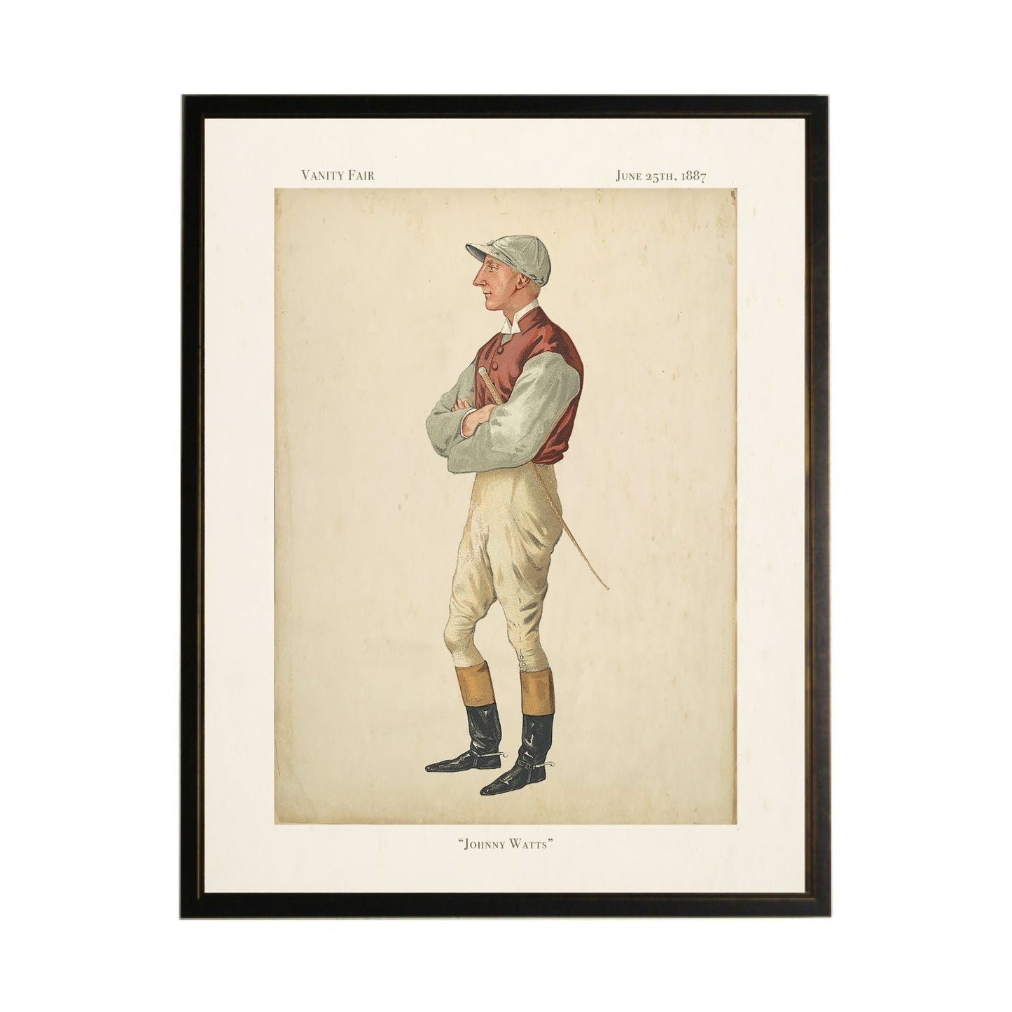 "Johnny Watts" Jockey in Copper and Black Frame