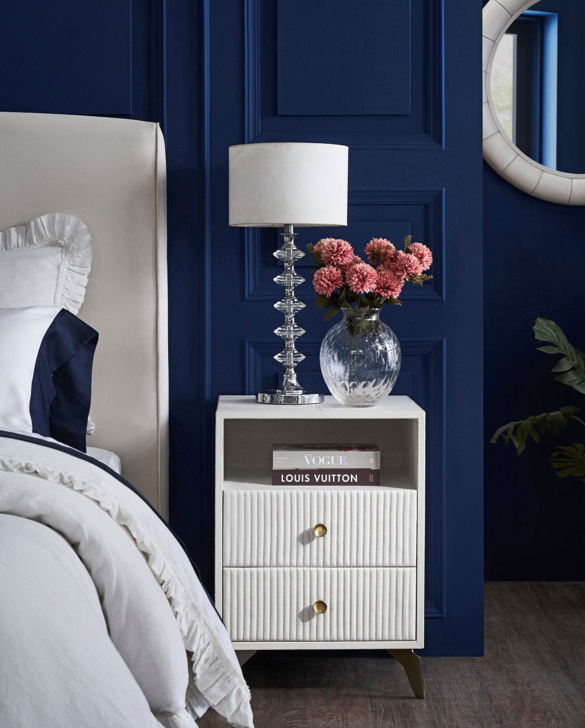 Stanford Two Drawer Leather Side Table