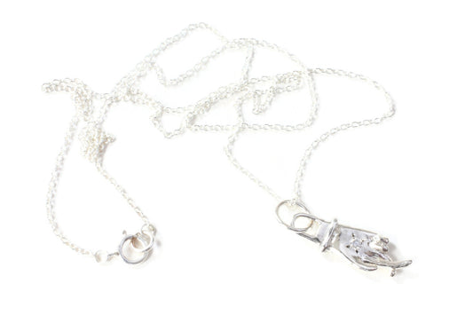 Sterling silver cross my fingers diamond necklace