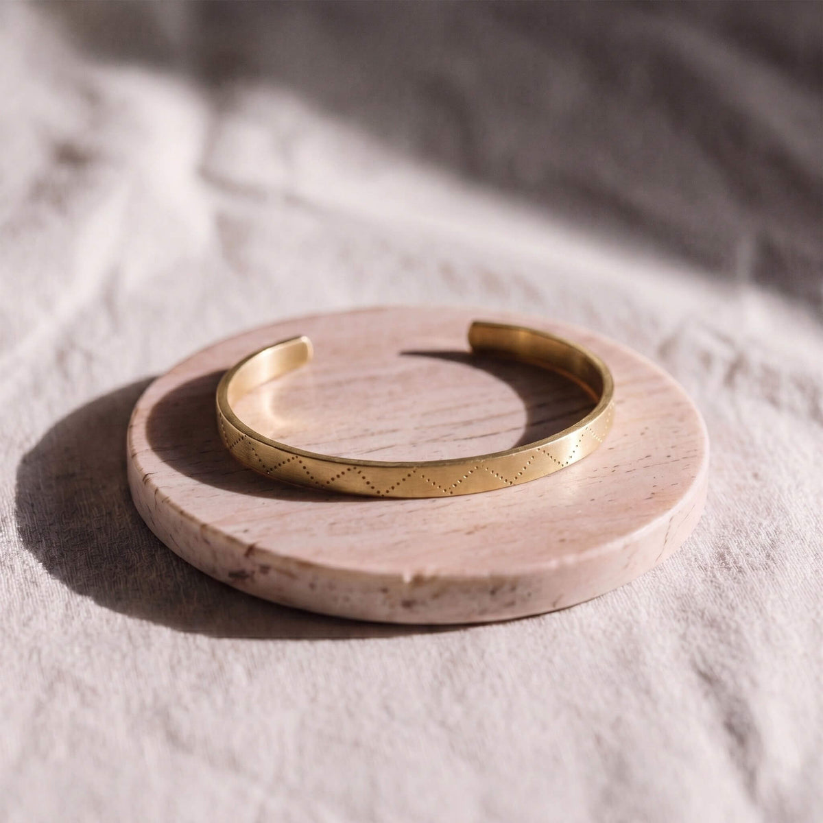 Brass Cuff Bracelet | Rubi Engraved Bracelet for Women