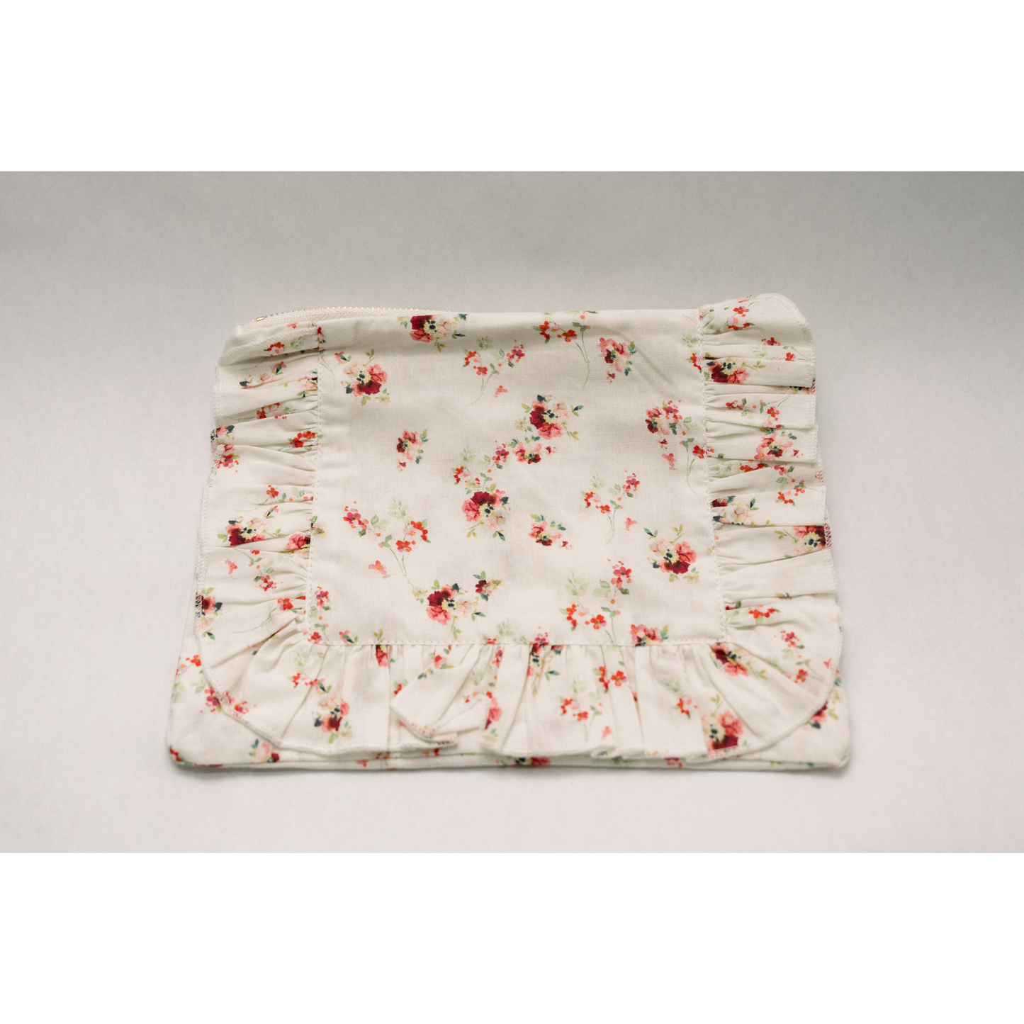 Scarlet Bloom | Timeless Floral Ruffle Zipper Pouch