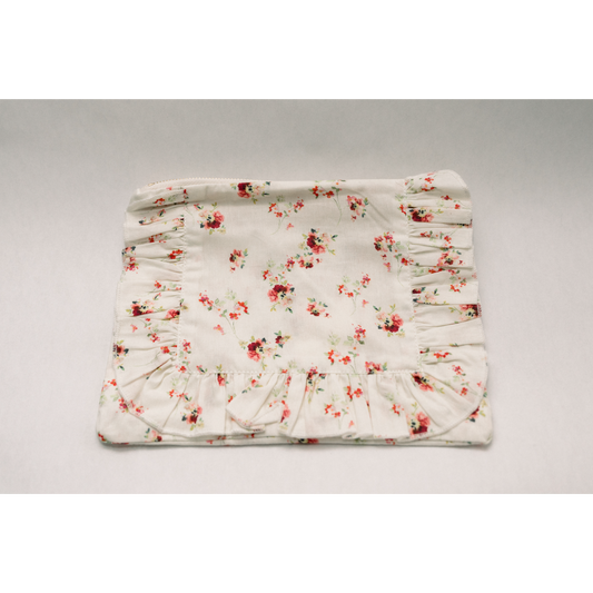 Scarlet Bloom | Timeless Floral Ruffle Zipper Pouch