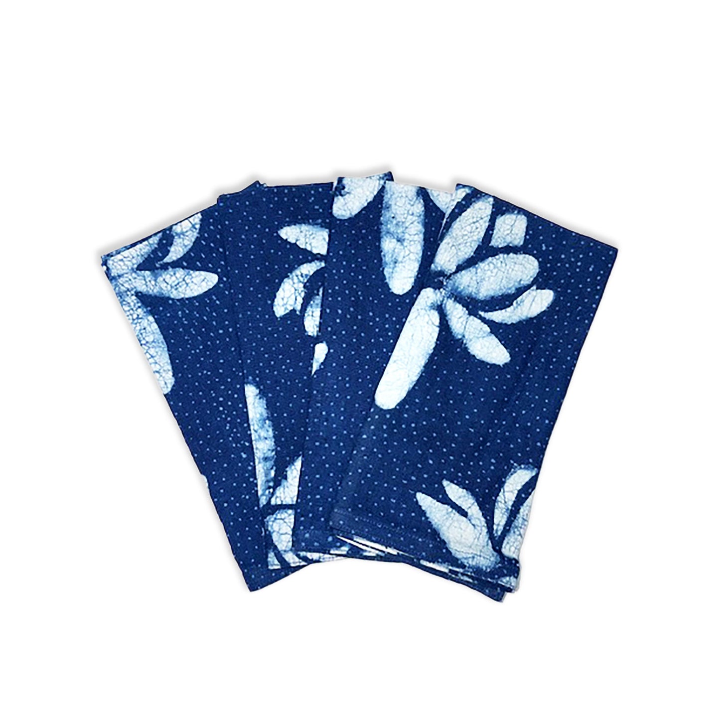 Hand Block Printed Blue Lotus Napkin (Set of 4) - Lotus Blue