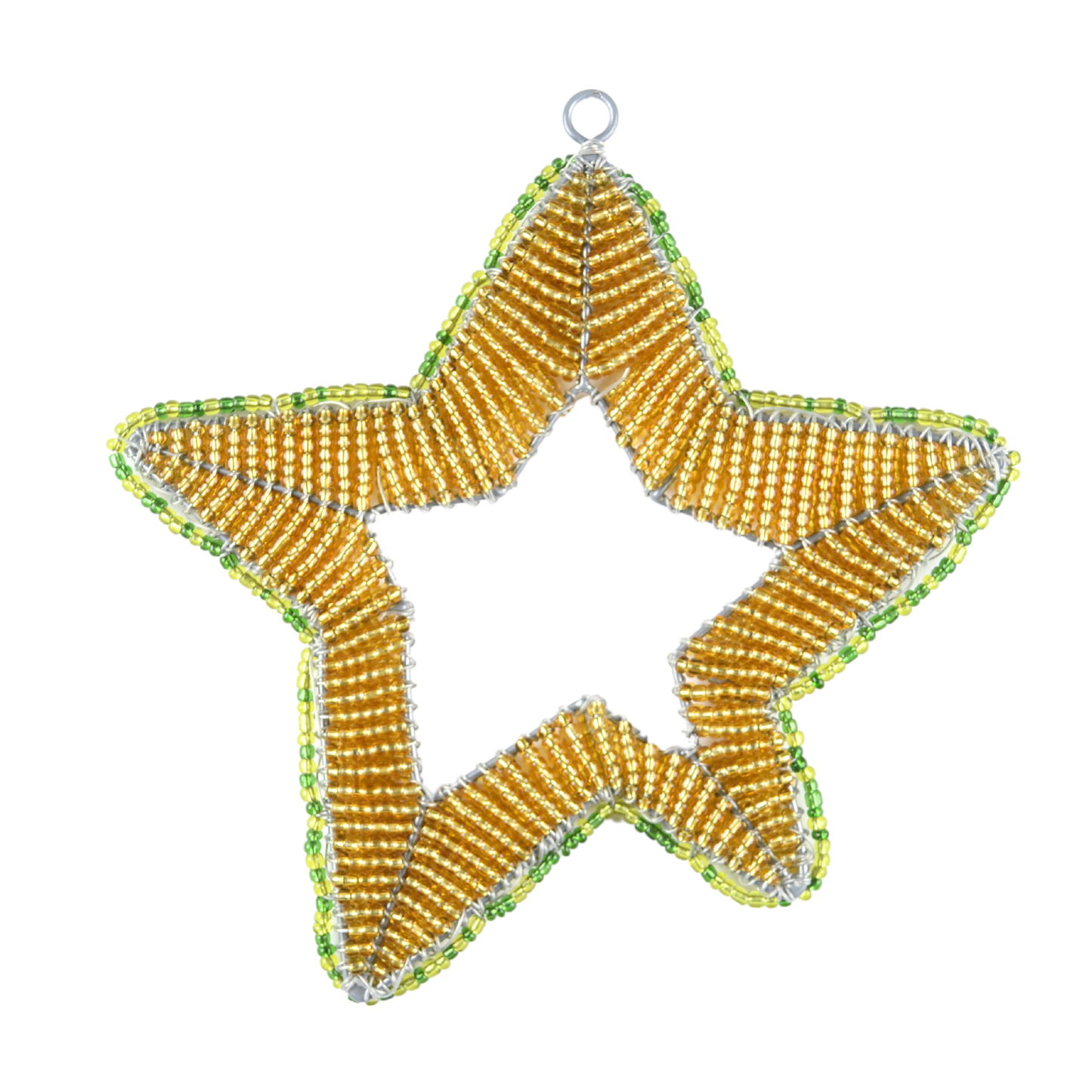 Handmade Beaded Star Ornament – Haitian Artisan Holiday Décor-Festive Christmas. (Set of 3, Asst)