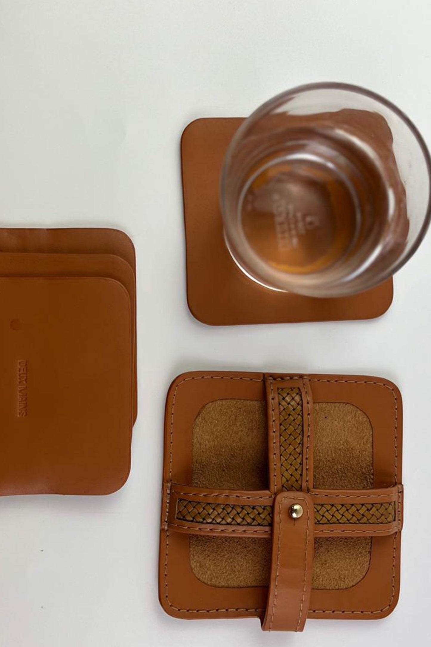 Woven Square Coasters  (Set of 4 with Holder)