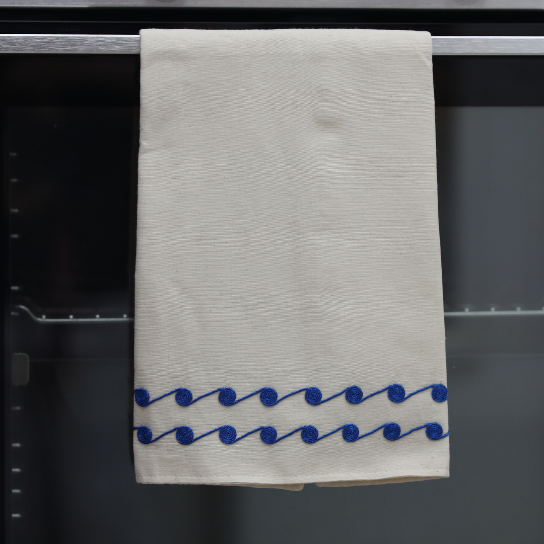 Tahriri Tea Towel Flowers - Blue