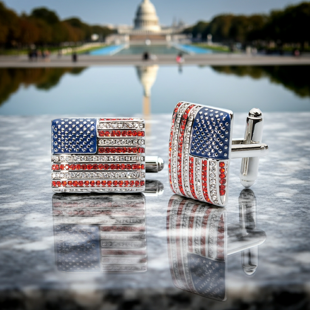 Stars & Stripes Crystal Cufflinks
