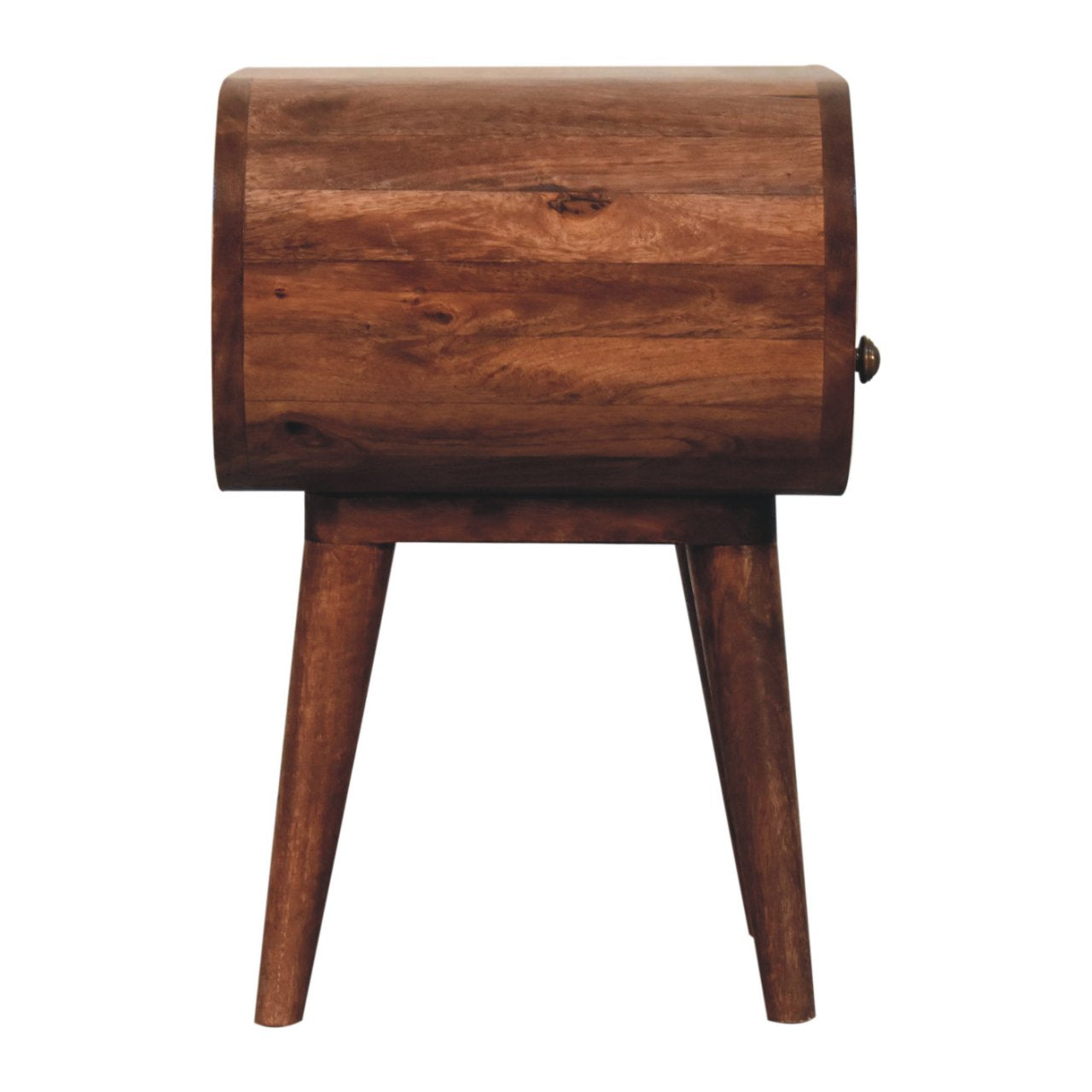 Solid Wood Honey Caramel Circular Bedside Table