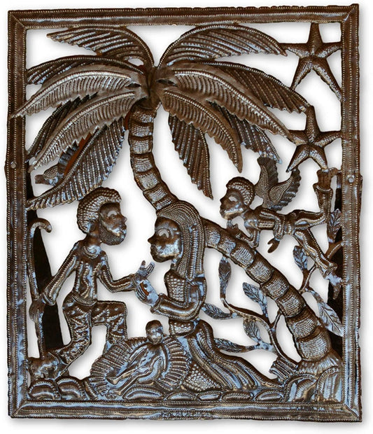 Haitian Metal Nativity Scene – Handcrafted Folk Art Christma