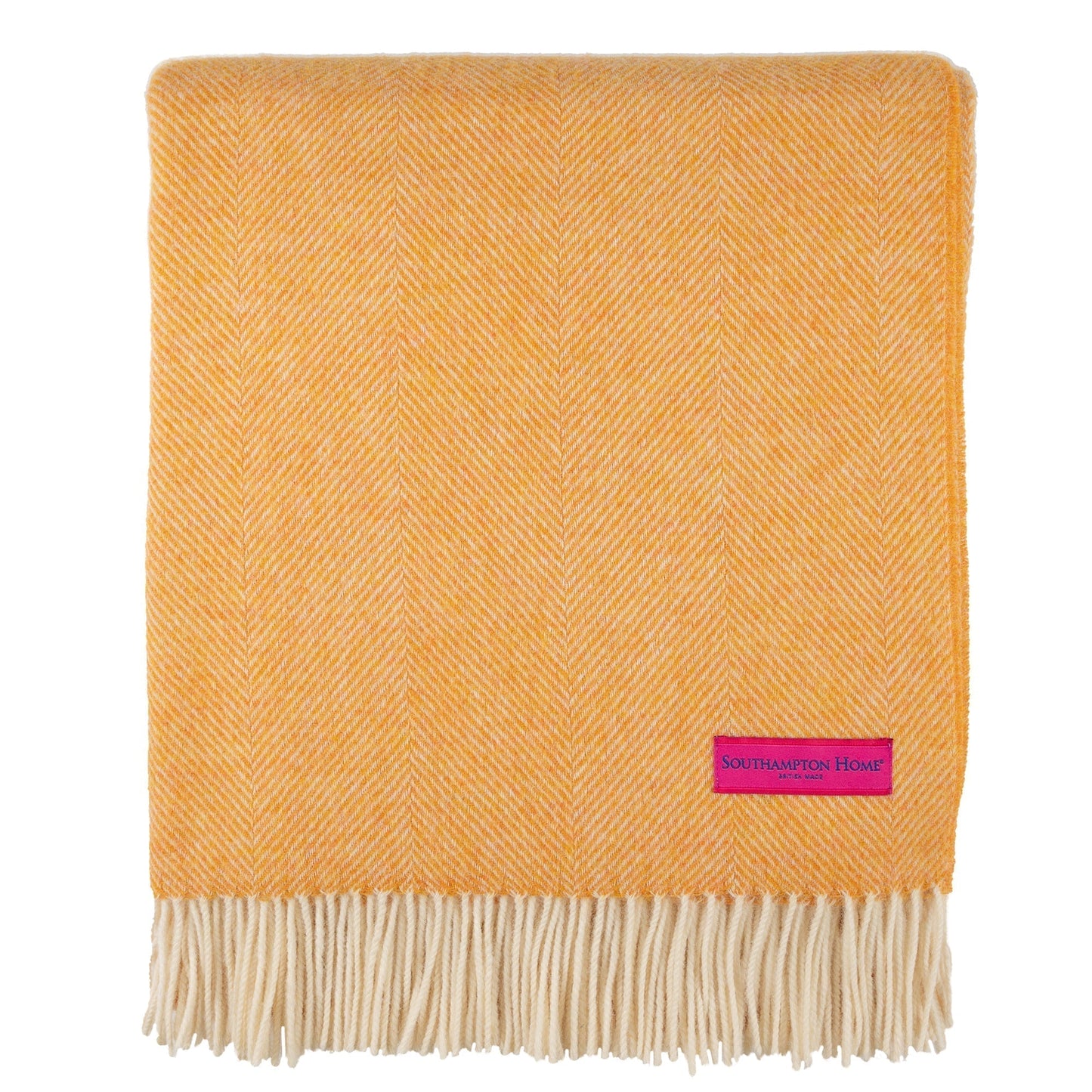 Southampton Home Shetland Lambswool Herringbone Throw – Tangerine