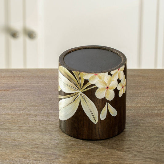 Frangipani Pillar Candleholder Small - Brown