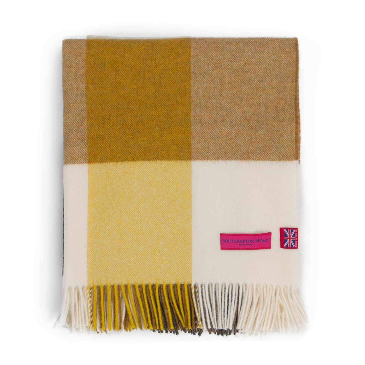 Southampton Home Merino Wool Throw – Block Gold