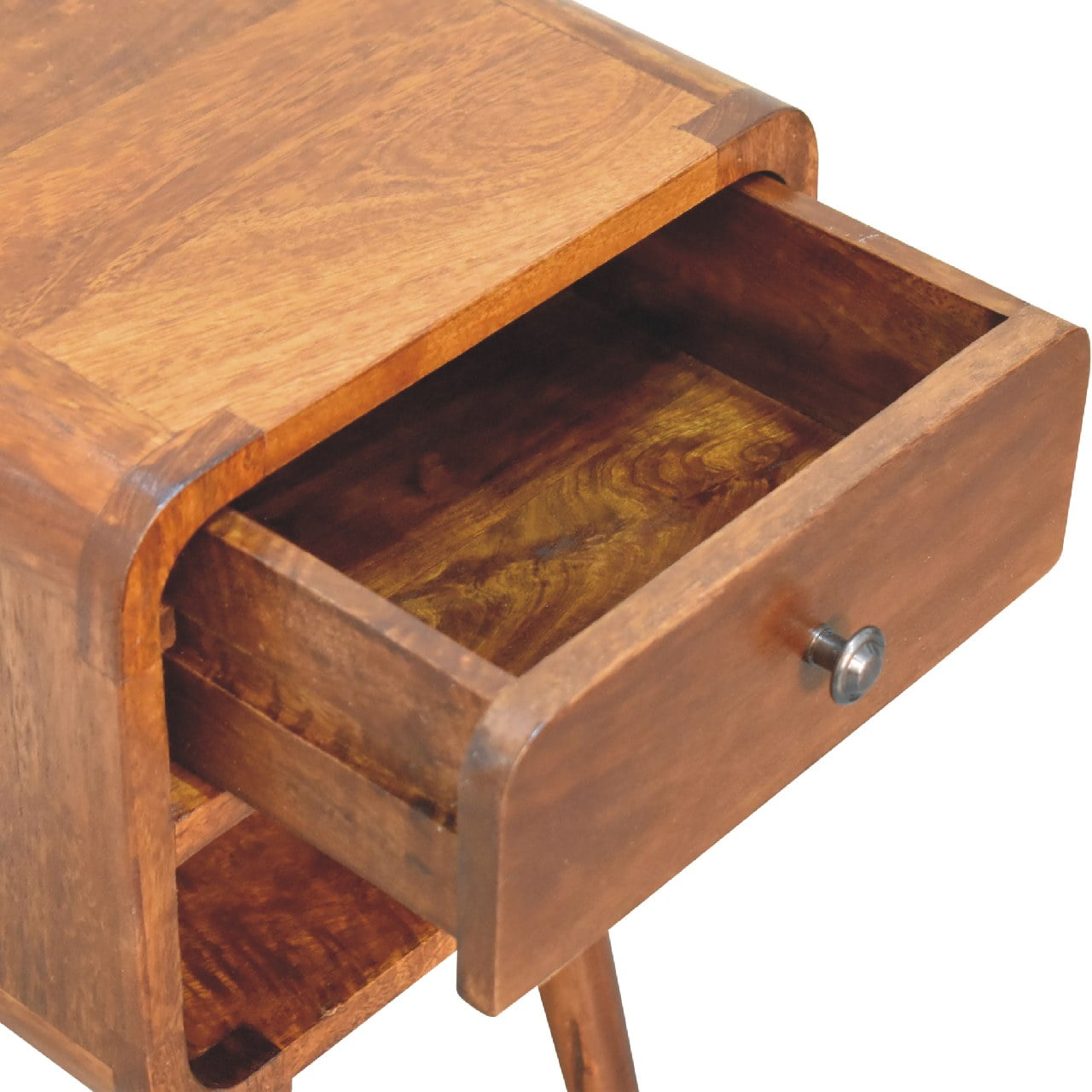 Solid Wood Mini Chestnut Curve Lower Bedside Table